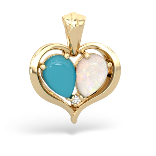 turquoise-opal half heart whole pendant