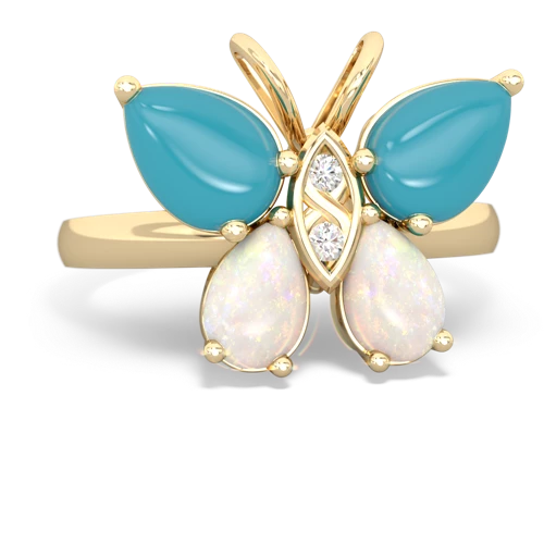 turquoise-opal butterfly ring