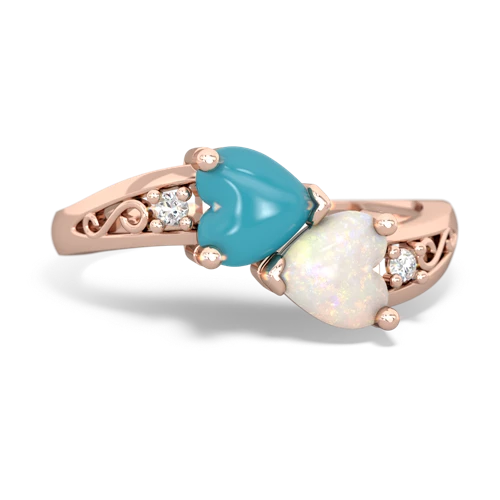 turquoise-opal filligree ring