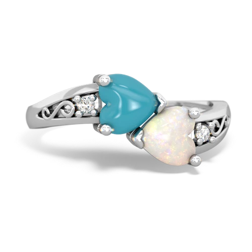 turquoise-opal filligree ring
