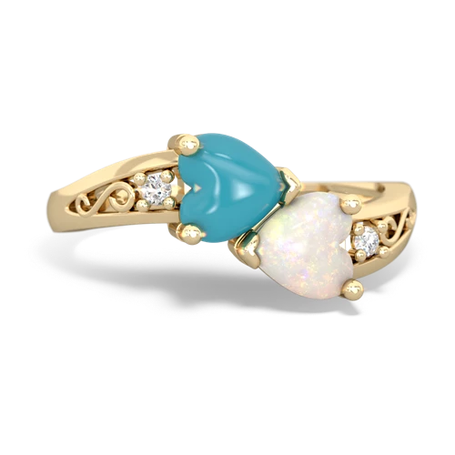 turquoise-opal filligree ring