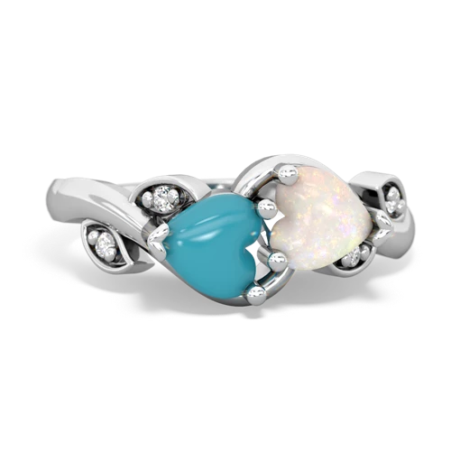 turquoise-opal floral keepsake ring