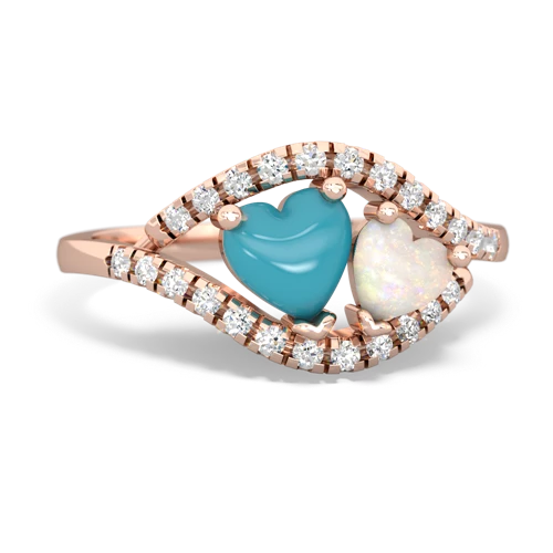 turquoise-opal mother child ring