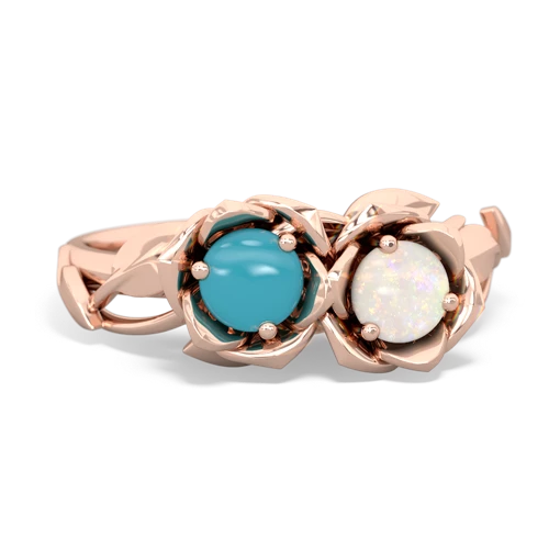 turquoise-opal roses ring