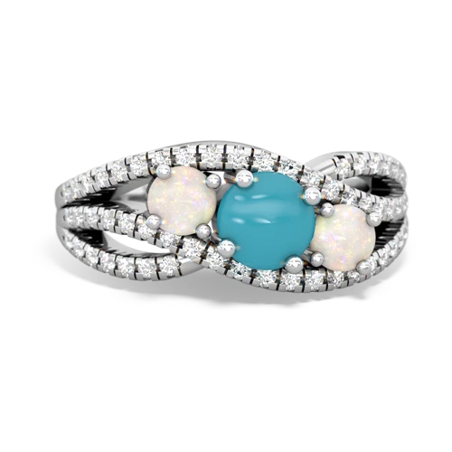 turquoise-opal three stone pave ring