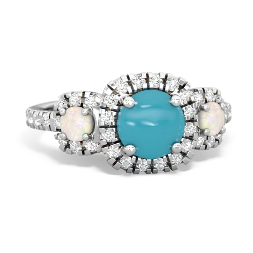 turquoise-opal three stone regal ring