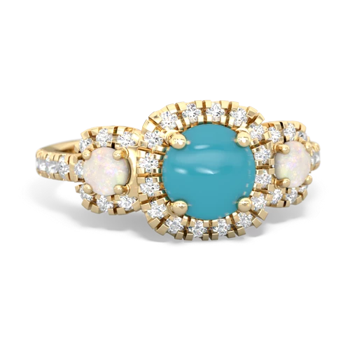 turquoise-opal three stone regal ring