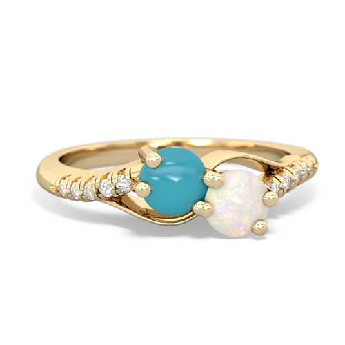 turquoise-opal two stone infinity ring