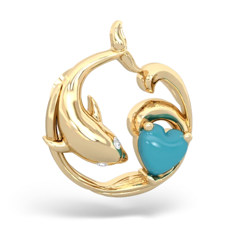 turquoise dolphin heart pendant