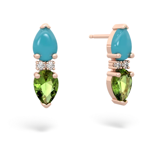 turquoise-peridot bowtie earrings