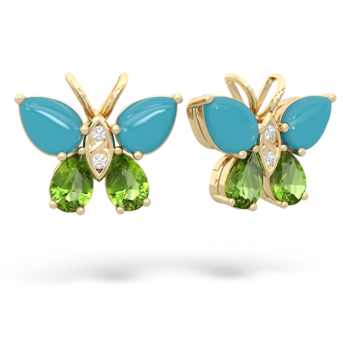 turquoise-peridot butterfly earrings