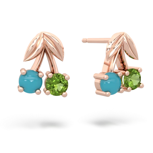 turquoise-peridot cherries earrings
