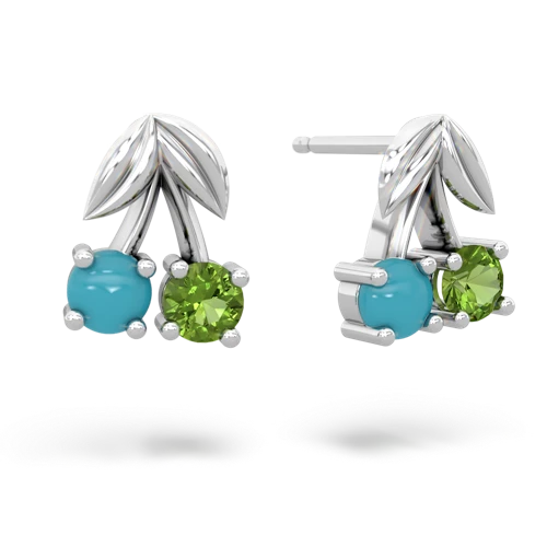 turquoise-peridot cherries earrings
