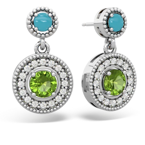 turquoise-peridot halo earrings
