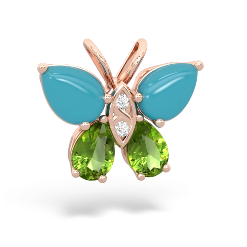 turquoise-peridot butterfly pendant
