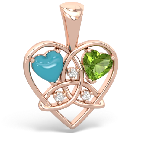 turquoise-peridot celtic heart pendant