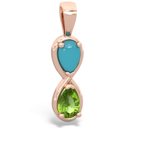 turquoise-peridot infinity pendant