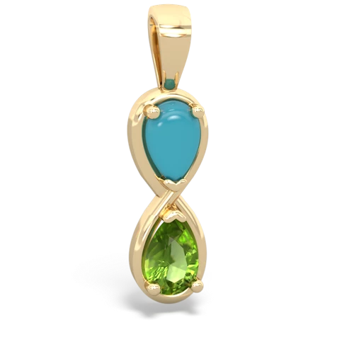 turquoise-peridot infinity pendant