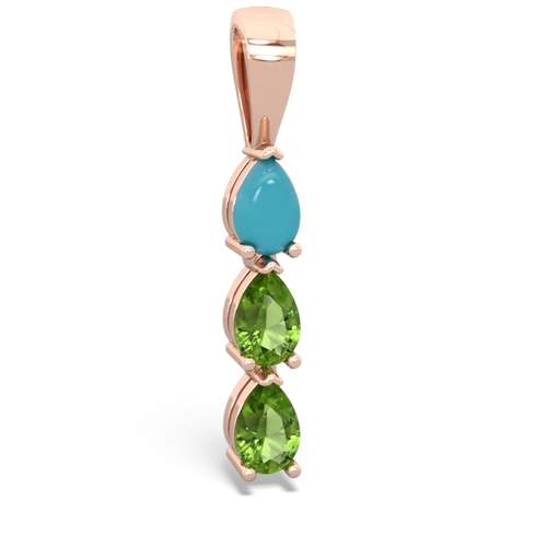 turquoise-peridot three stone pendant