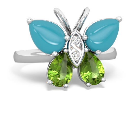 turquoise-peridot butterfly ring