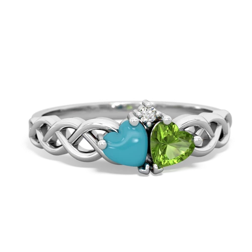 turquoise-peridot celtic braid ring