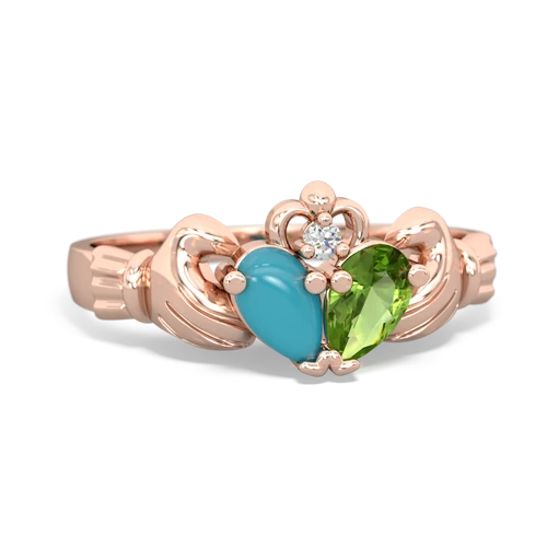 turquoise-peridot claddagh ring