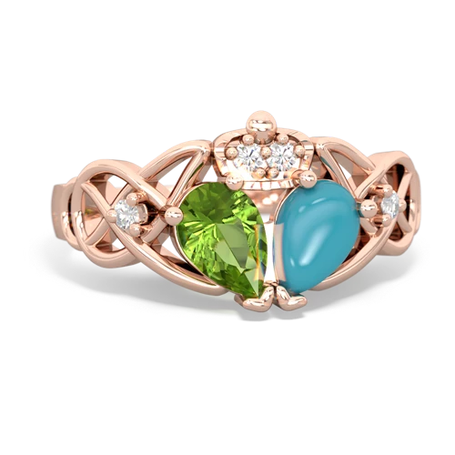 turquoise-peridot claddagh ring