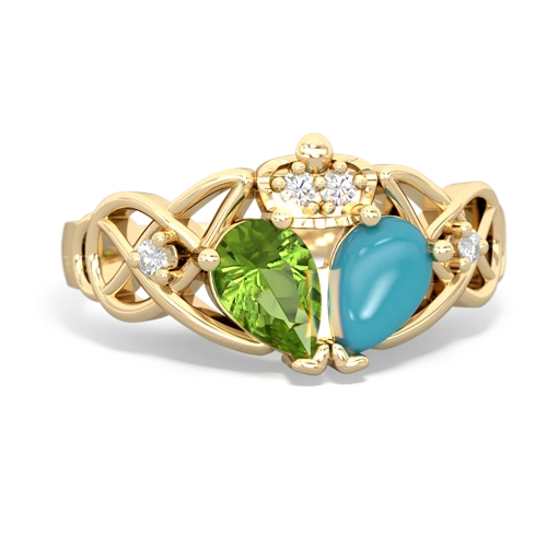 turquoise-peridot claddagh ring
