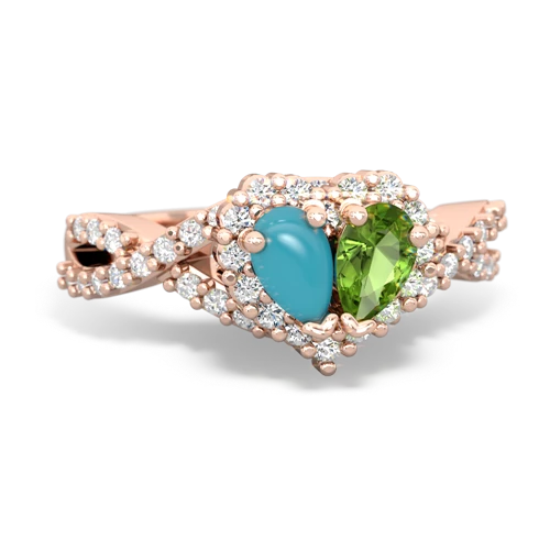 turquoise-peridot engagement ring