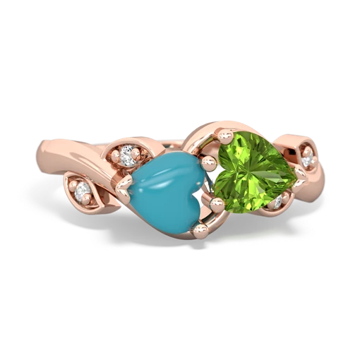 turquoise-peridot floral keepsake ring
