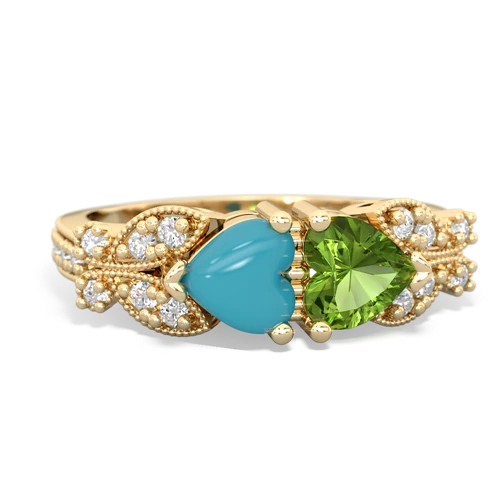 turquoise-peridot keepsake butterfly ring
