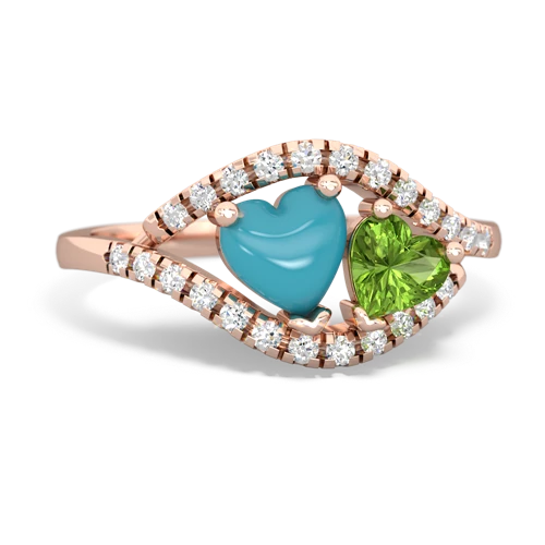 turquoise-peridot mother child ring