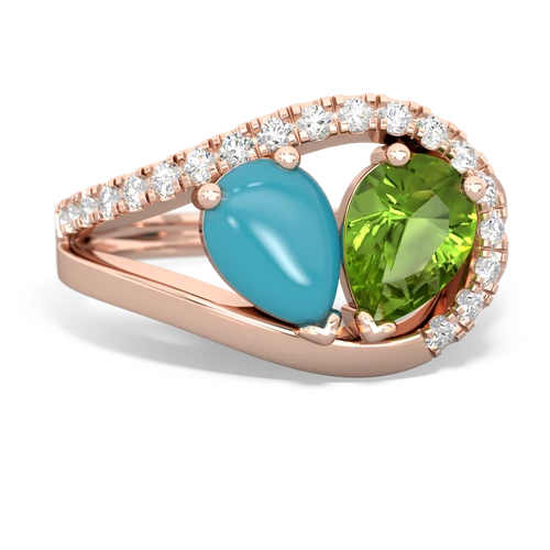turquoise-peridot pave heart ring