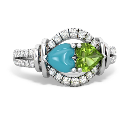 turquoise-peridot pave keepsake ring