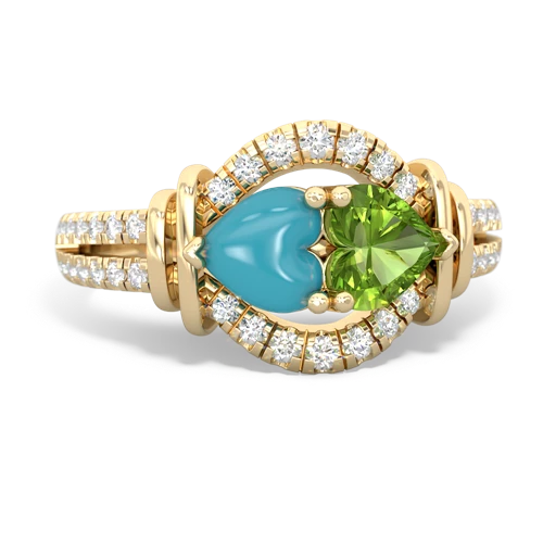 turquoise-peridot pave keepsake ring
