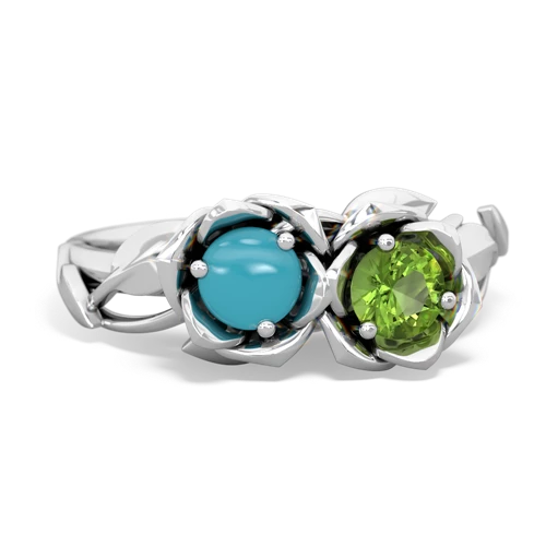 turquoise-peridot roses ring