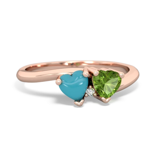 turquoise-peridot sweethearts promise ring