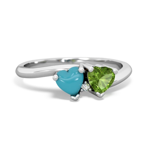 turquoise-peridot sweethearts promise ring