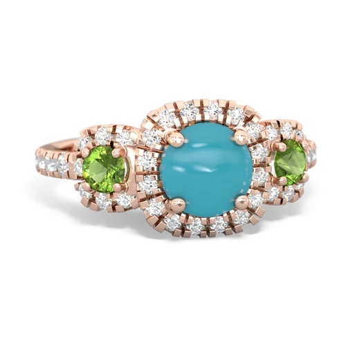 turquoise-peridot three stone regal ring