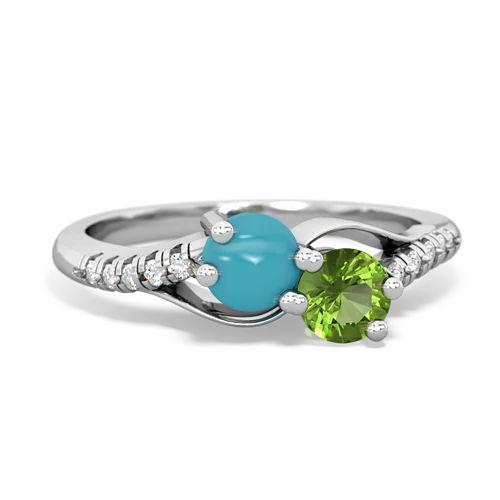 turquoise-peridot two stone infinity ring
