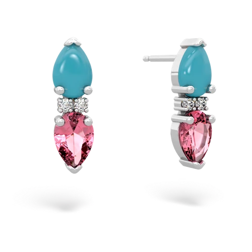 turquoise-pink sapphire bowtie earrings