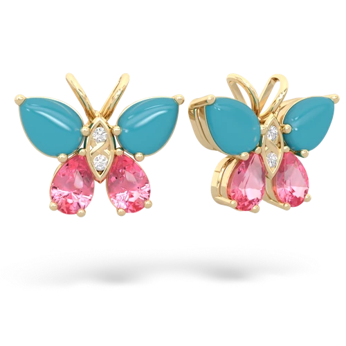 turquoise-pink sapphire butterfly earrings