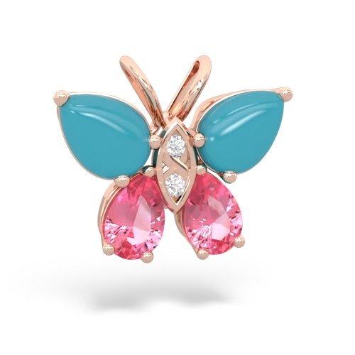 turquoise-pink sapphire butterfly pendant