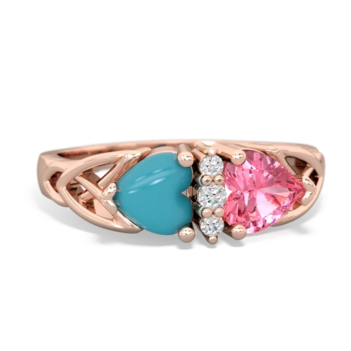 turquoise-pink sapphire celtic ring