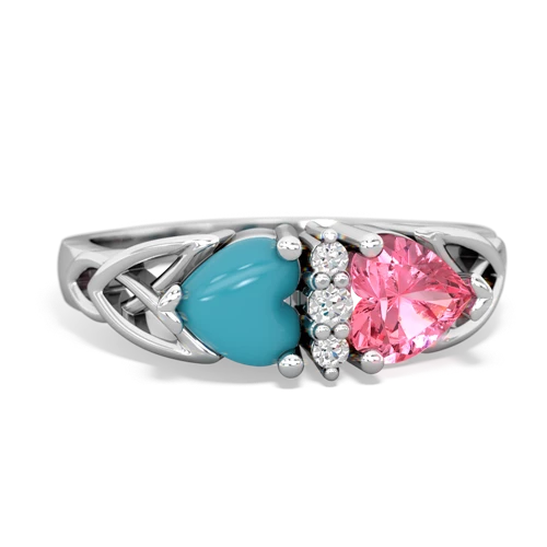 turquoise-pink sapphire celtic ring