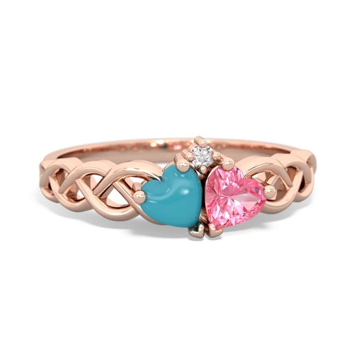 turquoise-pink sapphire celtic braid ring