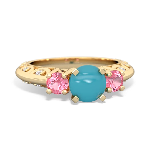 turquoise-pink sapphire engagement ring