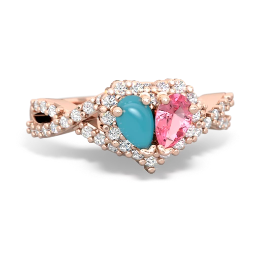 turquoise-pink sapphire engagement ring