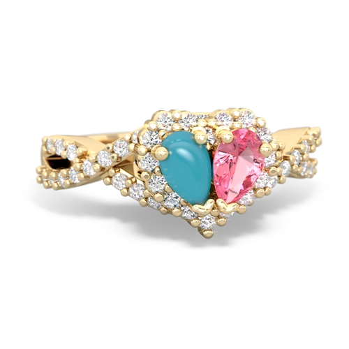 turquoise-pink sapphire engagement ring