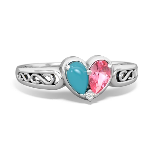 turquoise-pink sapphire filligree ring